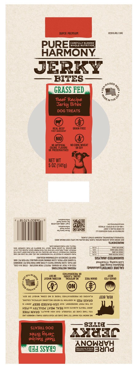 slide 6 of 15, Pure Harmony Grain Free Beef Recipe Grass Fed Jerky Bites Dog Treats, 5 oz