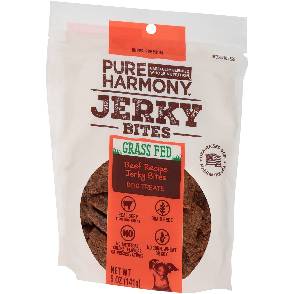 slide 12 of 15, Pure Harmony Grain Free Beef Recipe Grass Fed Jerky Bites Dog Treats, 5 oz