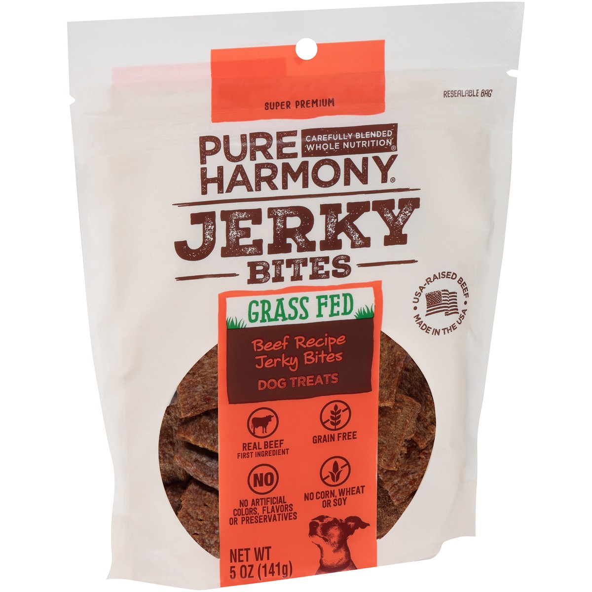 slide 11 of 15, Pure Harmony Grain Free Beef Recipe Grass Fed Jerky Bites Dog Treats, 5 oz
