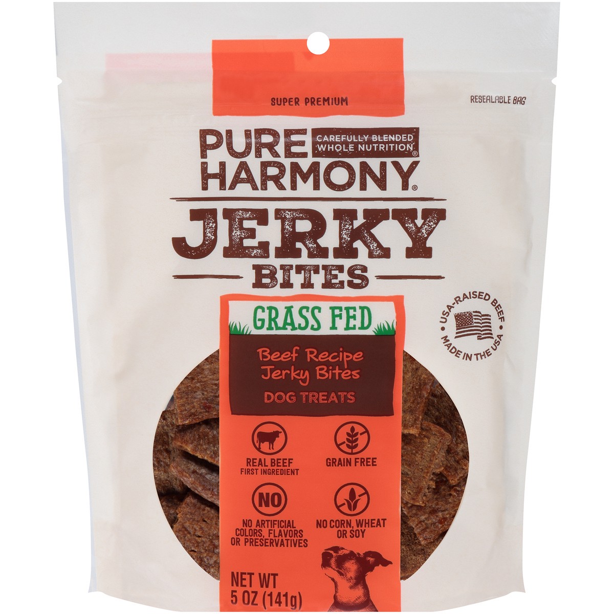 slide 1 of 15, Pure Harmony Grain Free Beef Recipe Grass Fed Jerky Bites Dog Treats, 5 oz