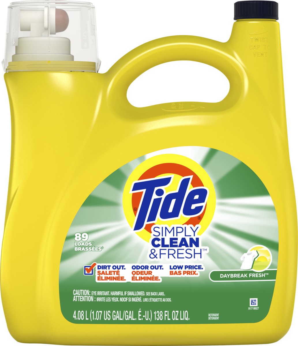 slide 4 of 5, Tide Simply Clean Daybreak Fresh Liquid Laundry Detergent, 138 fl oz