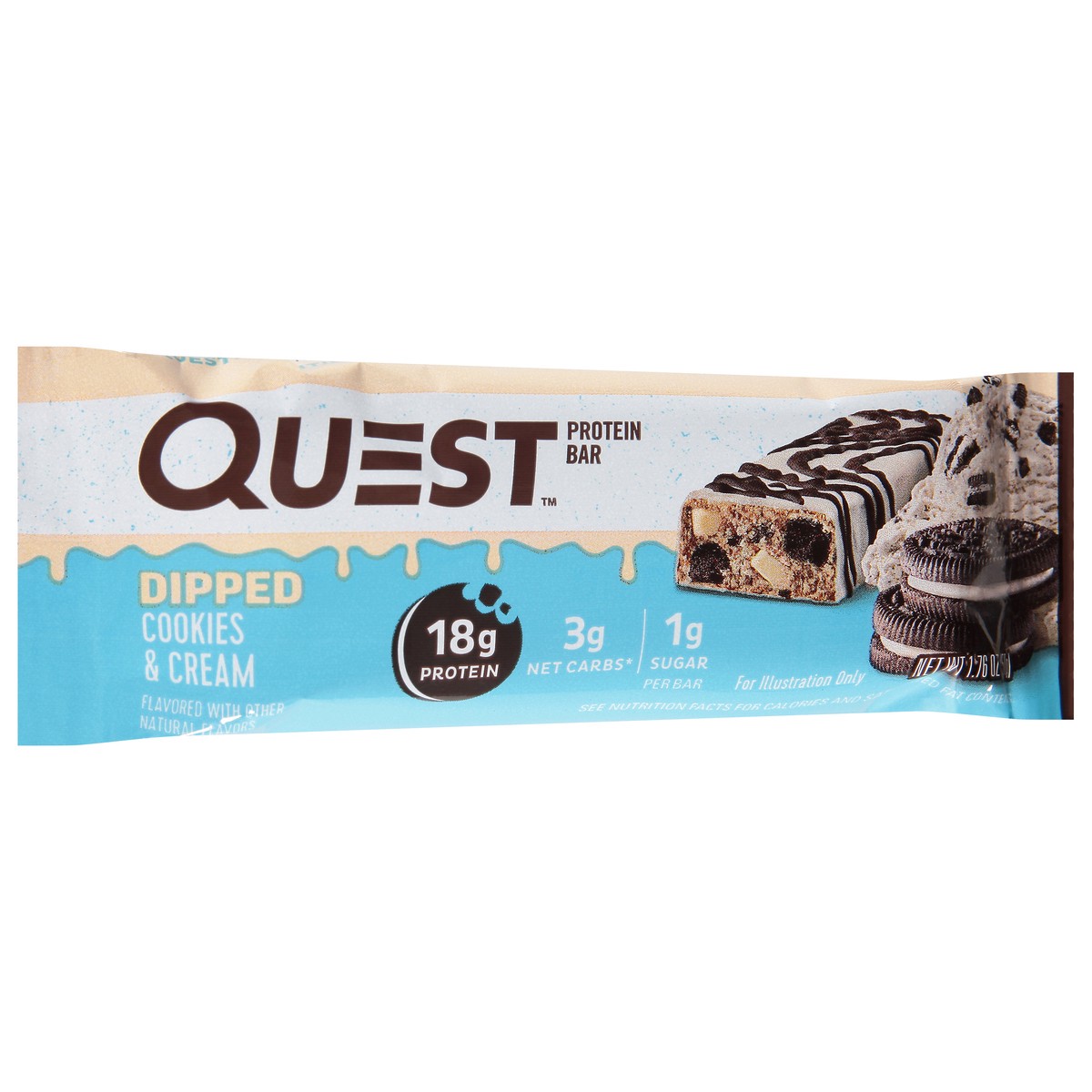 slide 5 of 9, Quest Protein Bar, Cookies & Cream, Dipped, 1.76 oz