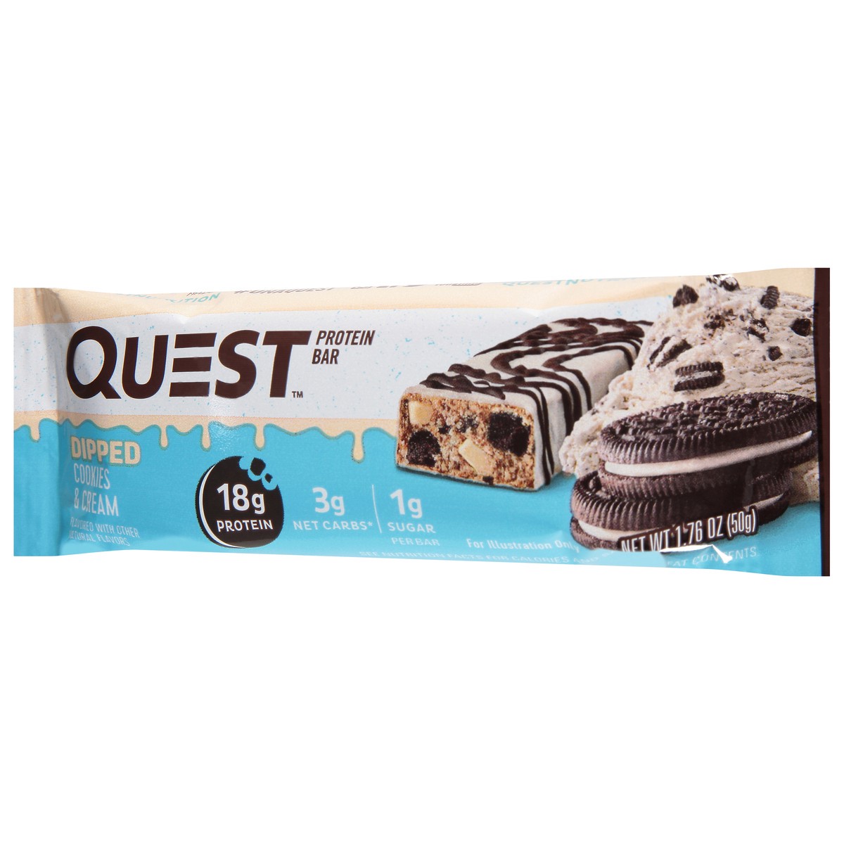 slide 4 of 9, Quest Protein Bar, Cookies & Cream, Dipped, 1.76 oz