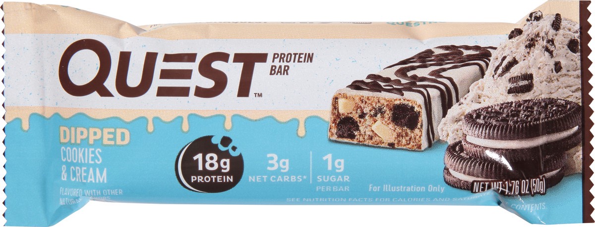 slide 2 of 9, Quest Protein Bar, Cookies & Cream, Dipped, 1.76 oz