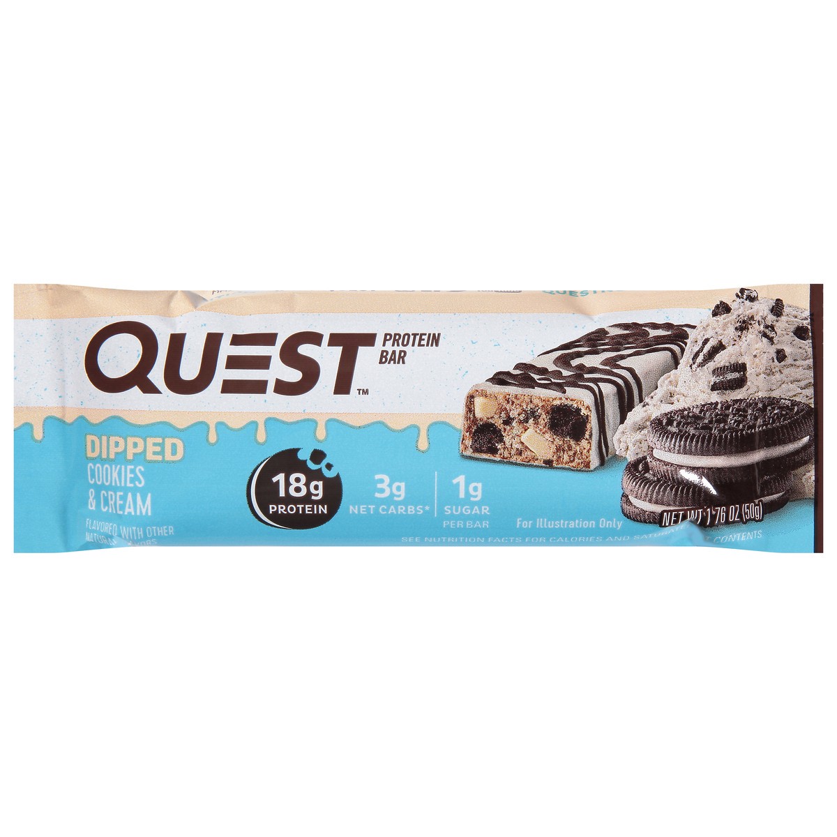 slide 1 of 9, Quest Protein Bar, Cookies & Cream, Dipped, 1.76 oz