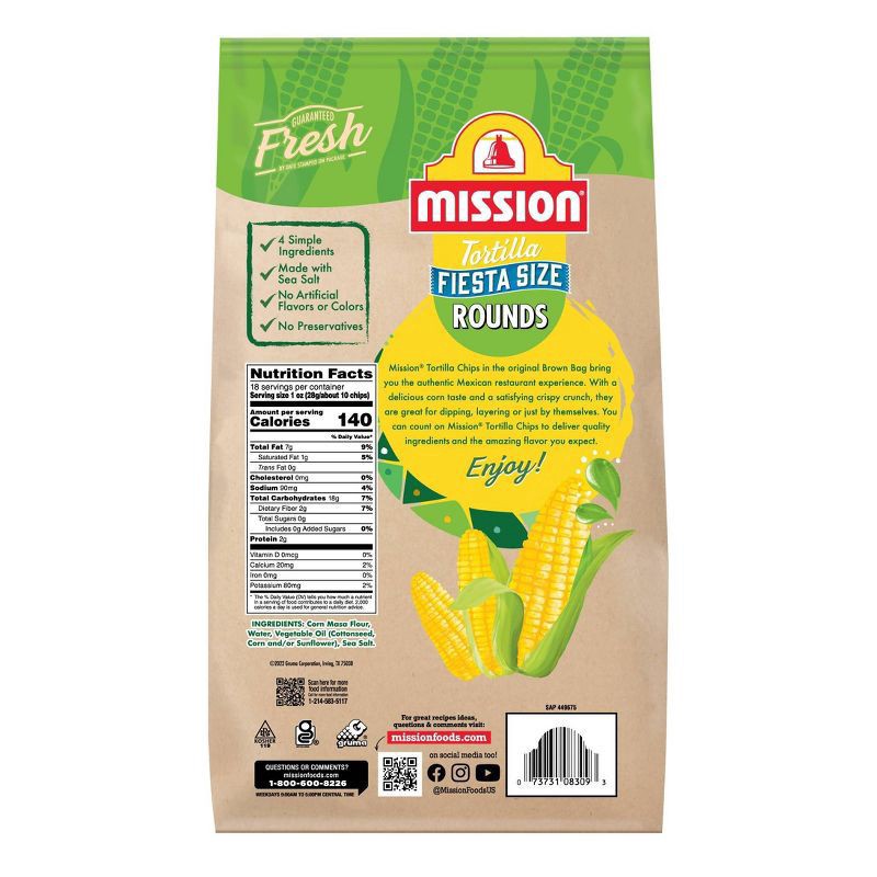 slide 4 of 4, Mission Fiesta Size Round Tortilla Chips - 18oz, 18 oz