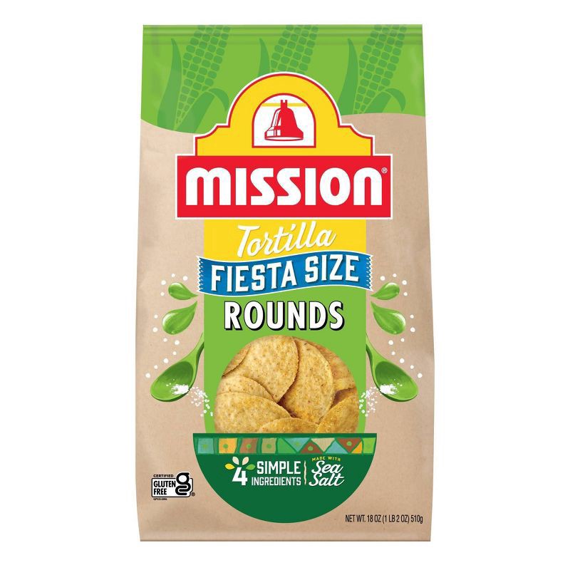 slide 1 of 4, Mission Fiesta Size Round Tortilla Chips - 18oz, 18 oz