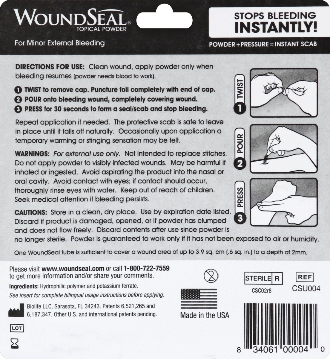 slide 2 of 6, WoundSeal Topical Powder 4 ea, 4 ct