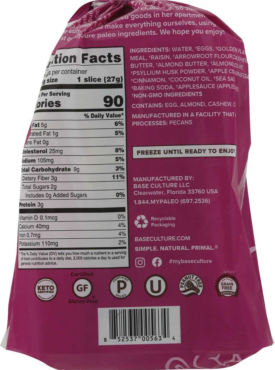 slide 9 of 9, Base Culture Gluten Free Cinnamon Raisin Bread, 16 oz