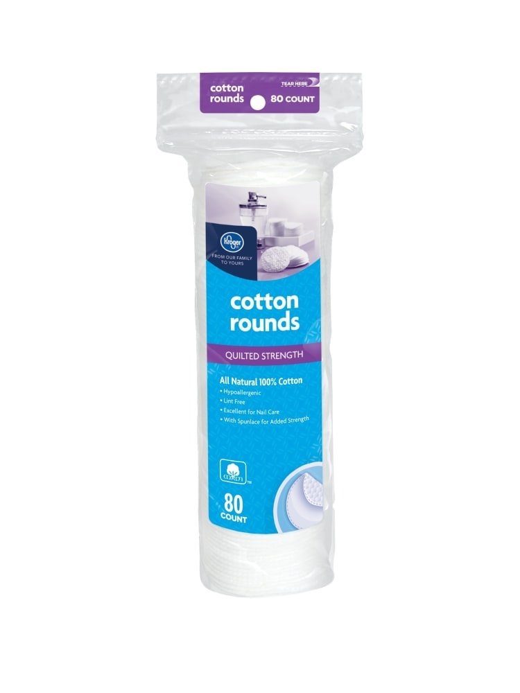 slide 1 of 1, Kroger 100% Cotton Quilted Strength Rounds, 80 ct