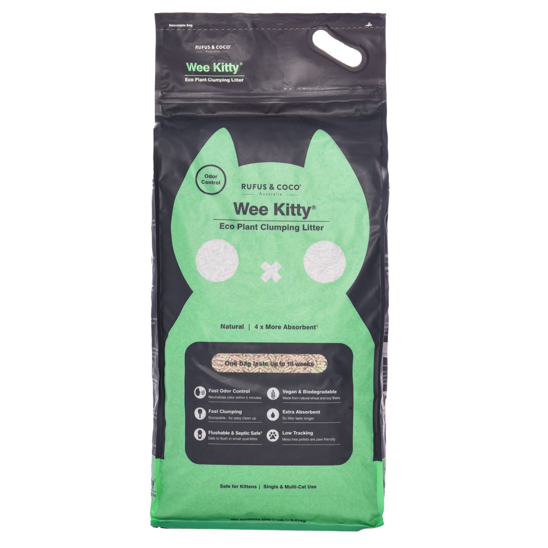 slide 1 of 1, Rufus & Coco Wee Kitty Eco Plant Clumping Litter 20 lb, 20 lb