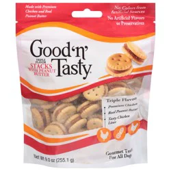 Good 'n' Tasty Gourmet Triple Flavor Stacks with Peanut Butter Treats for All Dogs - 9 oz