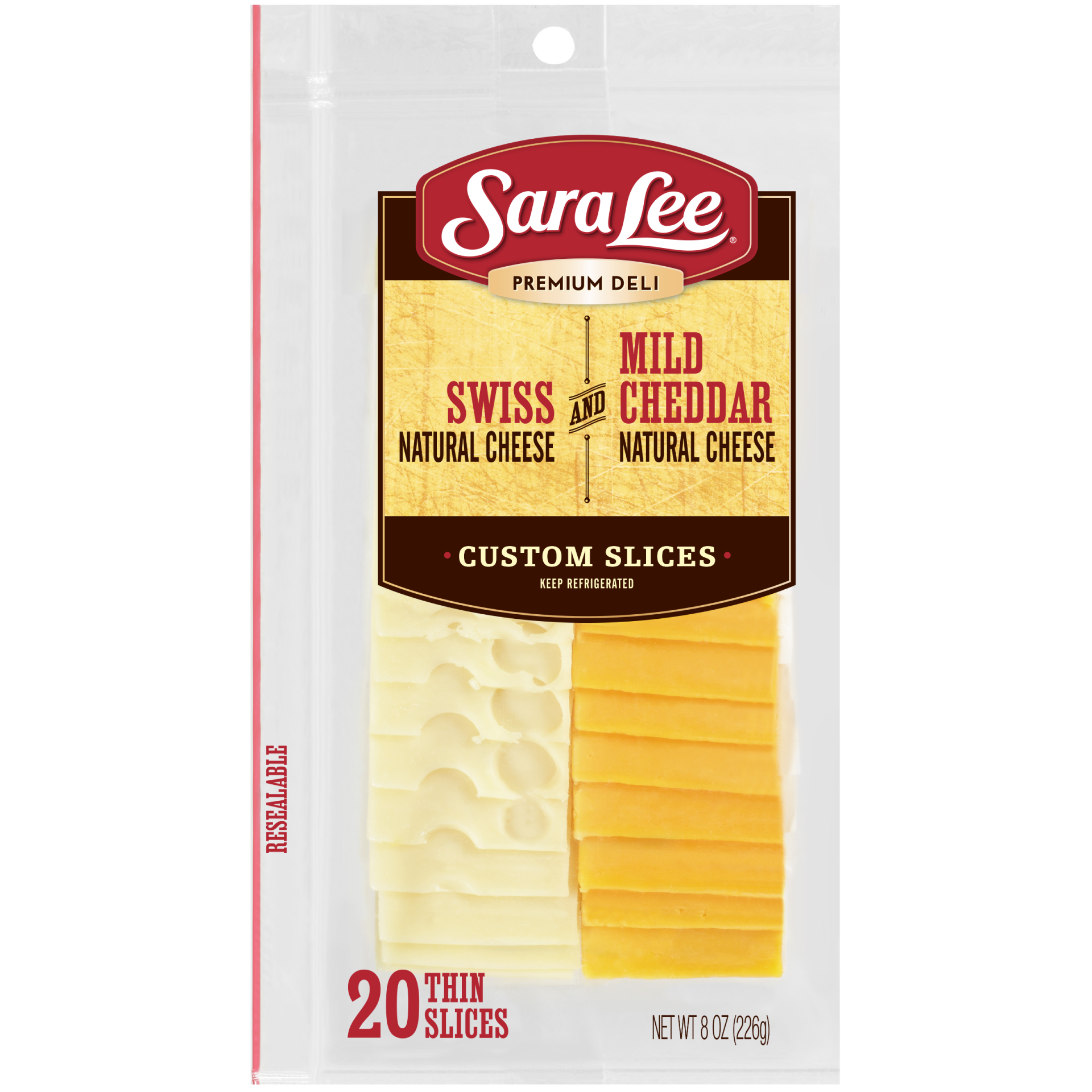 slide 1 of 1, Sara Lee Custom Slices Swiss Cheese and Mild Cheddar Cheese, 8 oz