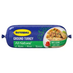 Butterball All Natural Fresh Ground Turkey, 90%/10%, 16oz, 1 Roll
