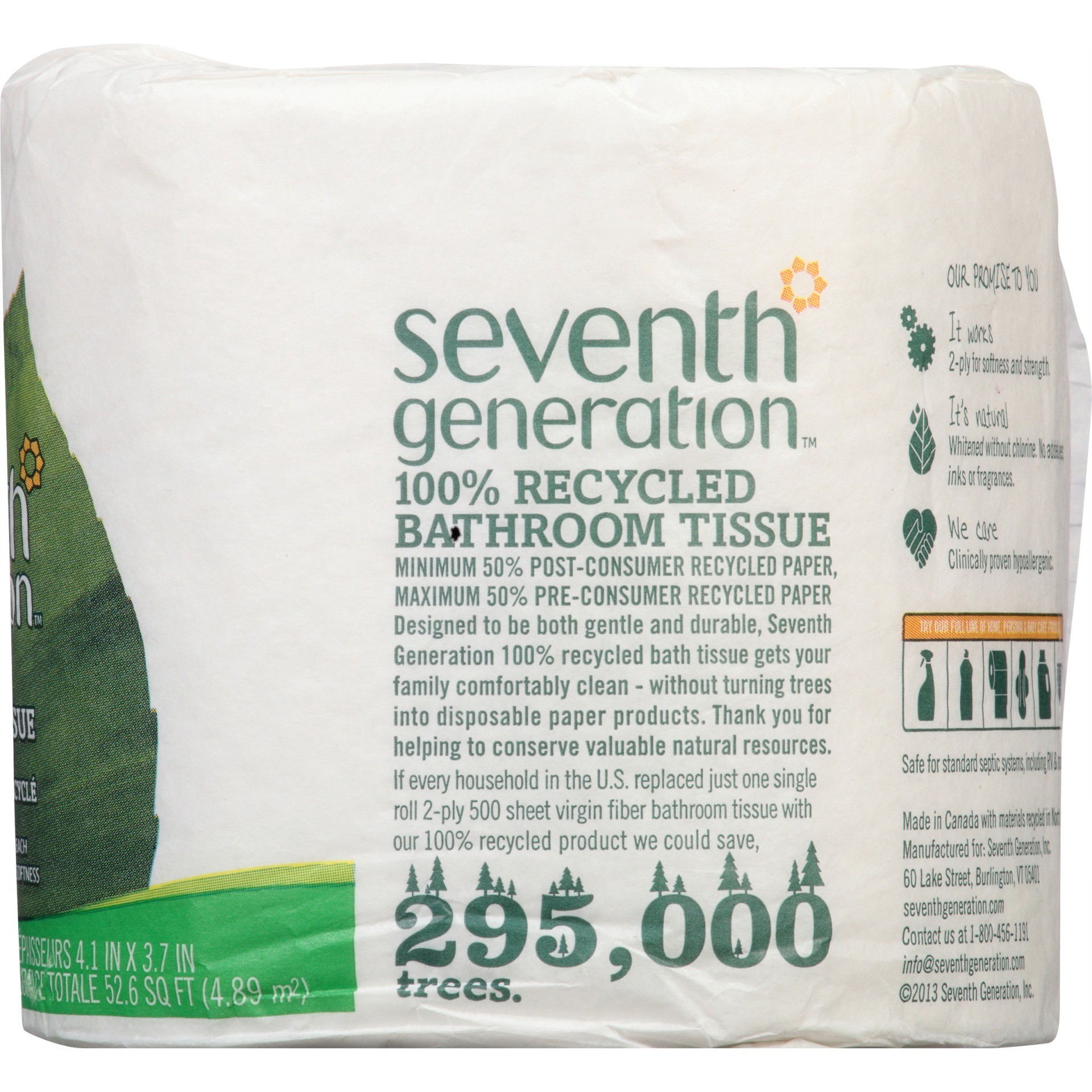 slide 2 of 4, Seventh Generation White Toilet Paper 2-ply 100% Recycled Paper, 500 sheets, 500 ct