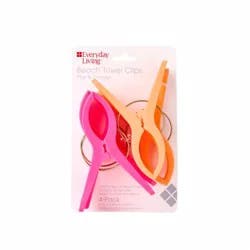 Everyday Living® Beach Towel Clips - Orange/Pink