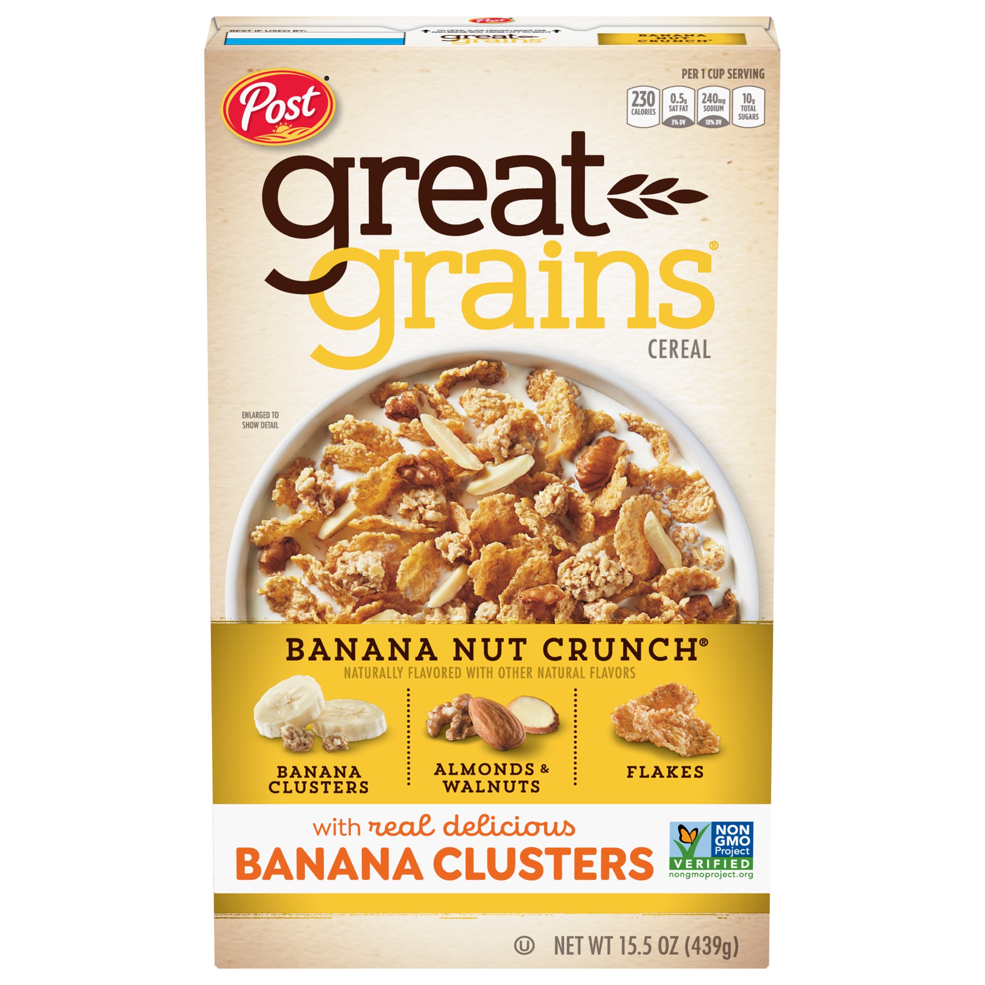 slide 4 of 5, Post Great Grains Banana Nut Crunch Cereal, 15.5 OZ Box, 15.5 oz
