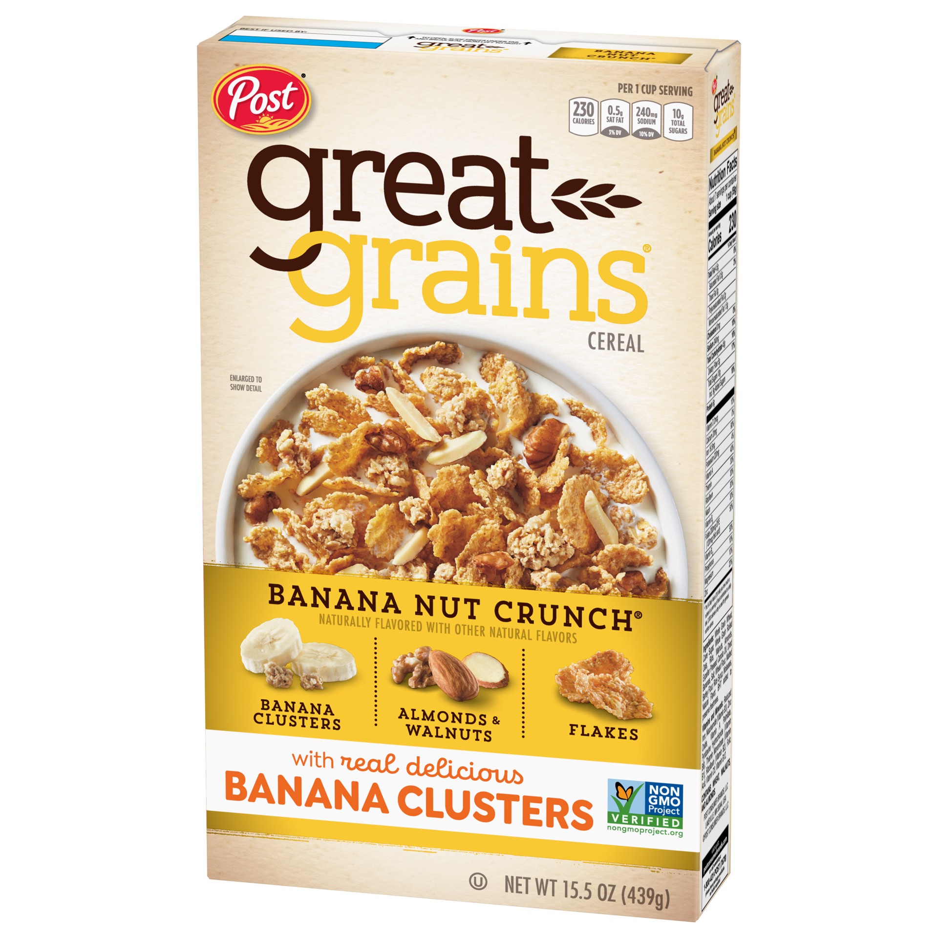 slide 2 of 5, Post Great Grains Banana Nut Crunch Cereal, 15.5 OZ Box, 15.5 oz
