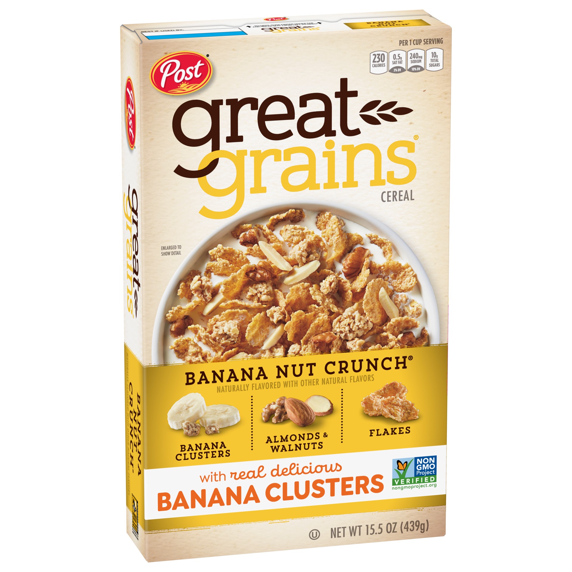 slide 3 of 5, Post Great Grains Banana Nut Crunch Cereal, 15.5 OZ Box, 15.5 oz