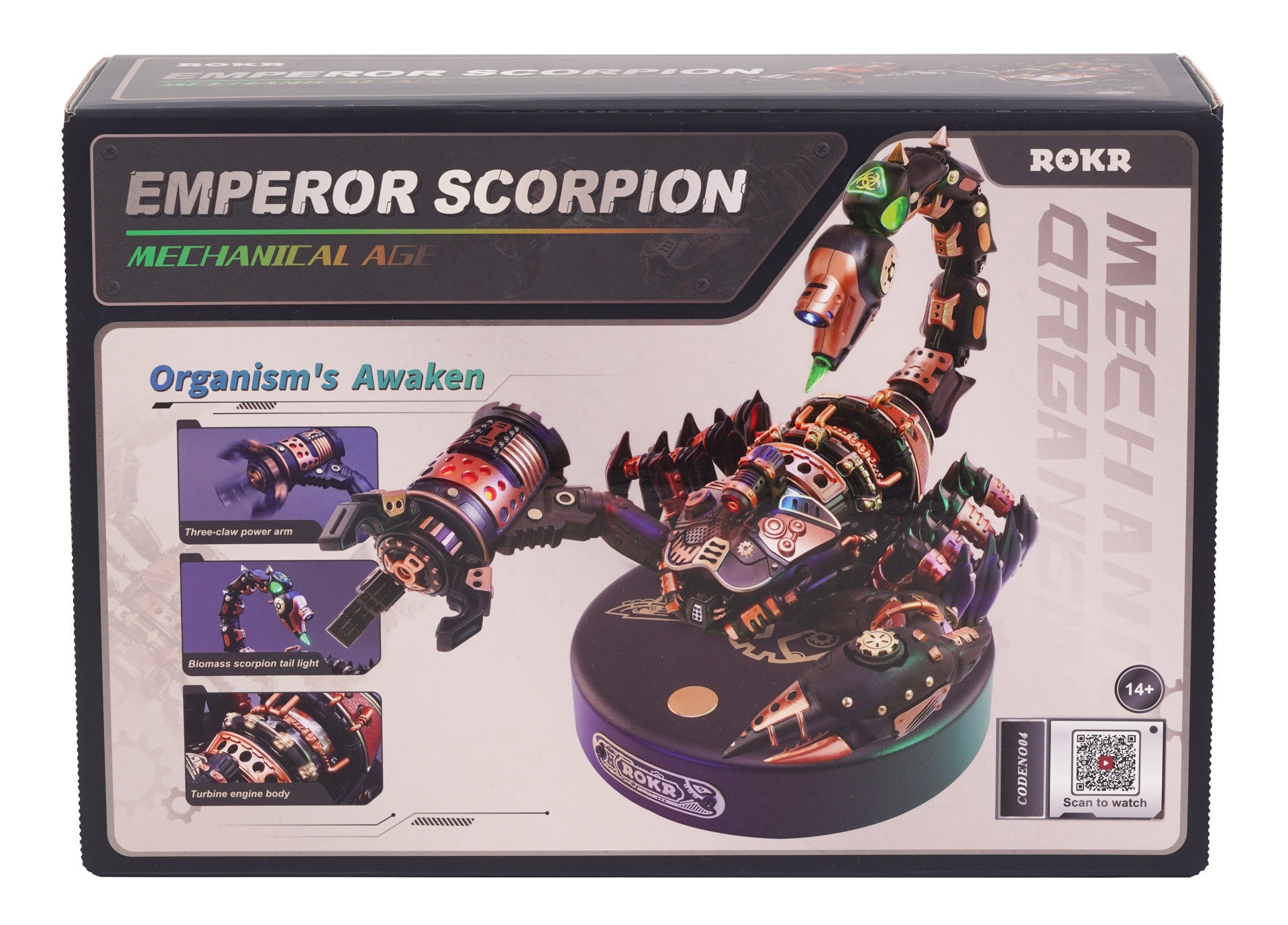 slide 3 of 9, Robotime Rokr Mechanical Age Emperor Scorpion Led 3d Puzzle Kit, 6.7 in x 5.1 in x 4.5 in