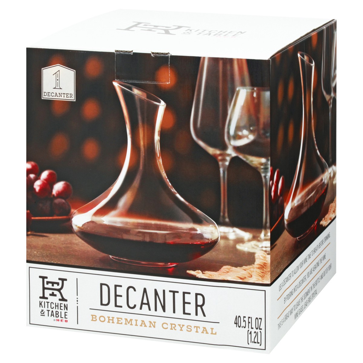 slide 7 of 8, Kitchen & Table by H-E-B Bohemian Crystal Wine Decanter, 40.5 oz
