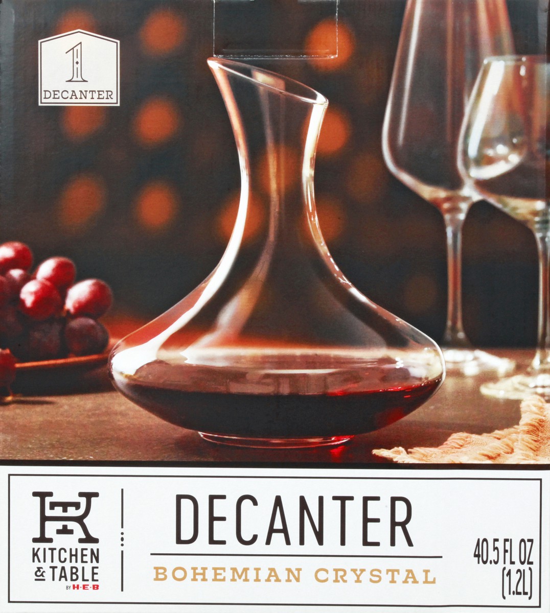 slide 4 of 8, Kitchen & Table by H-E-B Bohemian Crystal Wine Decanter, 40.5 oz