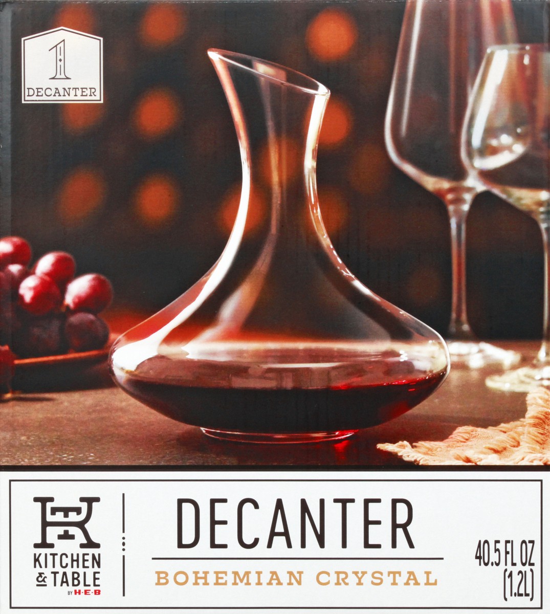 slide 2 of 8, Kitchen & Table by H-E-B Bohemian Crystal Wine Decanter, 40.5 oz