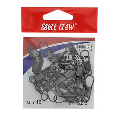 slide 1 of 1, Eagle Claw Barrel Swivel with Interlock Snap Size 3, 12 ct
