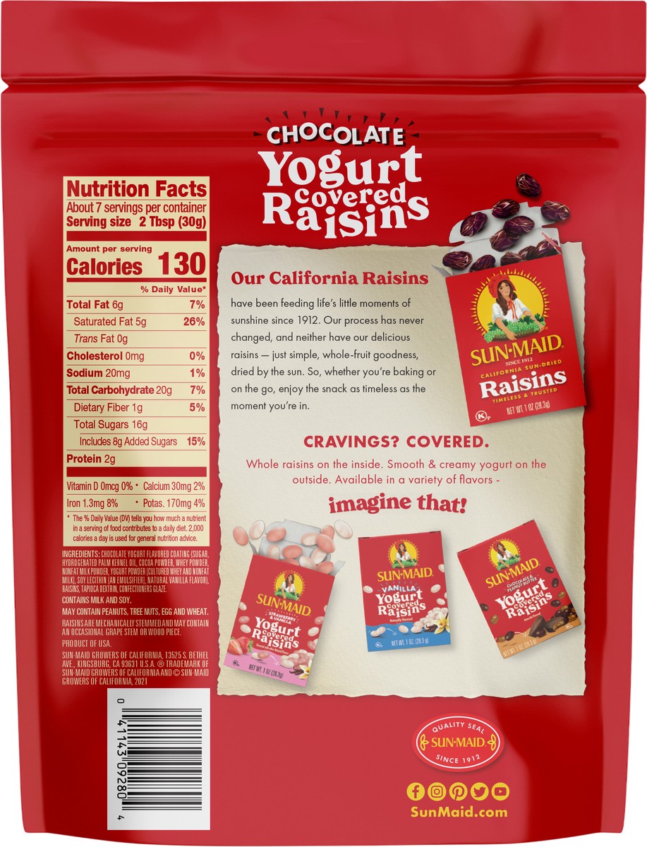 slide 3 of 5, Sun-Maid Chocolate Yogurt Covered Raisins 7oz Resealable Stand-Up Bag, 7 oz