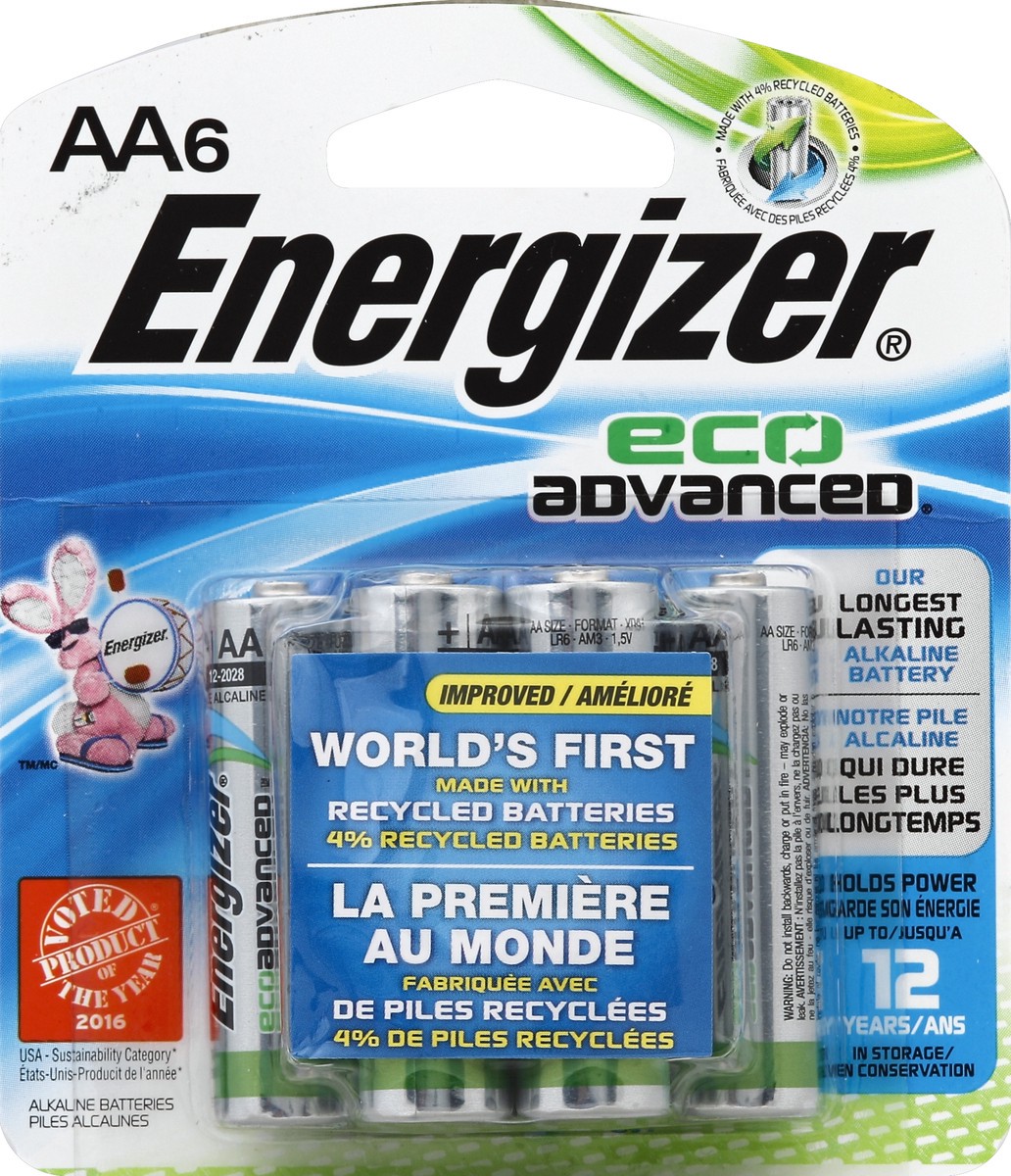 slide 2 of 3, Energizer EcoAdvanced AA Batteries, 6 ct