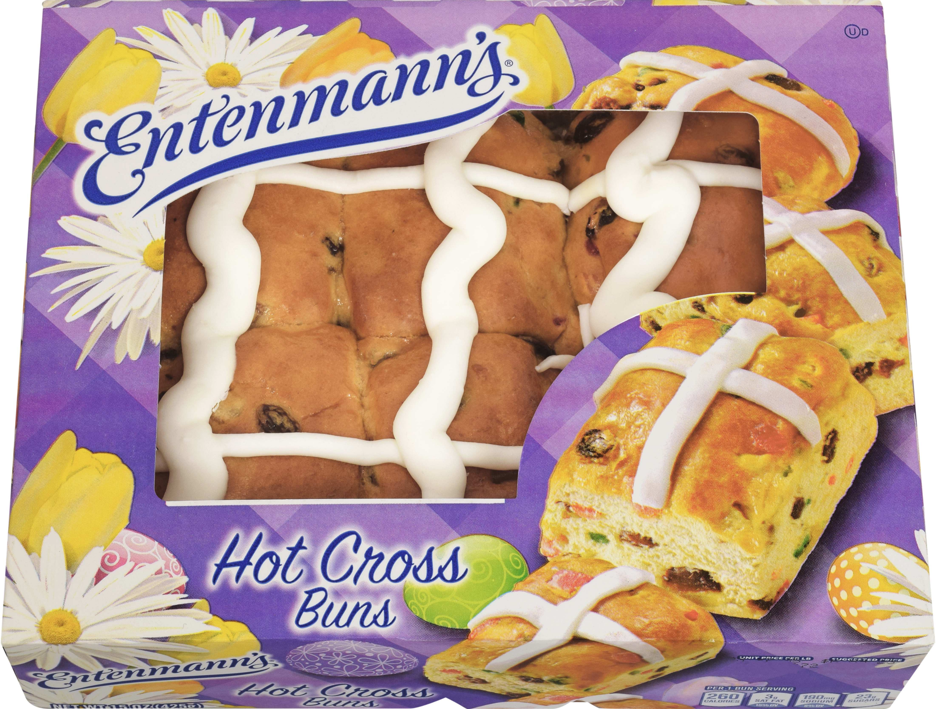 slide 2 of 3, Entenmann's Hot Cross Buns, 15 oz, 6 ct