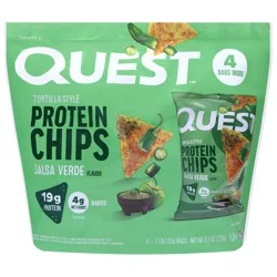 Quest Nutrition Protein Chips, Tortilla Style, Salsa Verde Flavor, 4 - 1.1 oz Bags