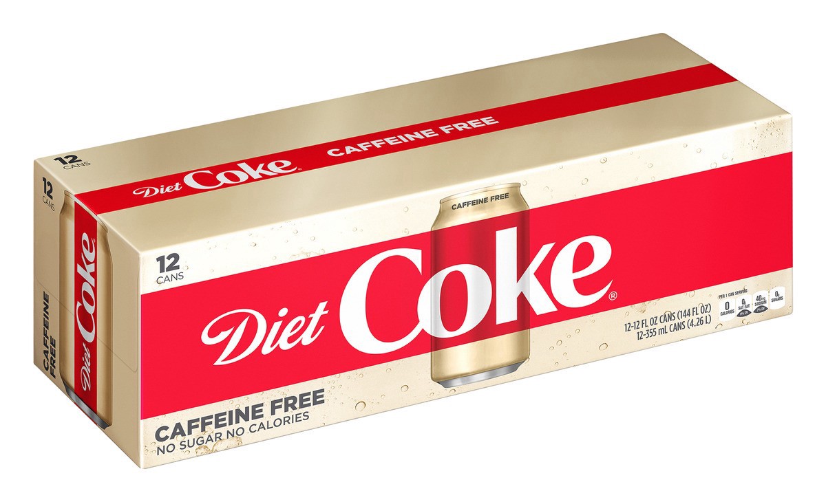 slide 2 of 9, Diet Coke Caffeine Free Soft Drink, 12 ct