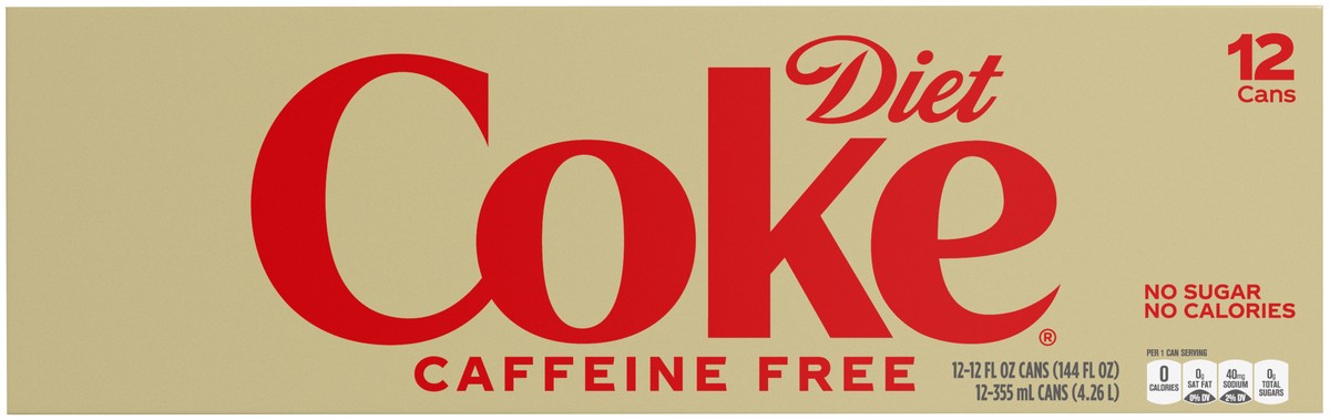 slide 1 of 9, Diet Coke Caffeine Free Soft Drink - 12 ct, 12 ct