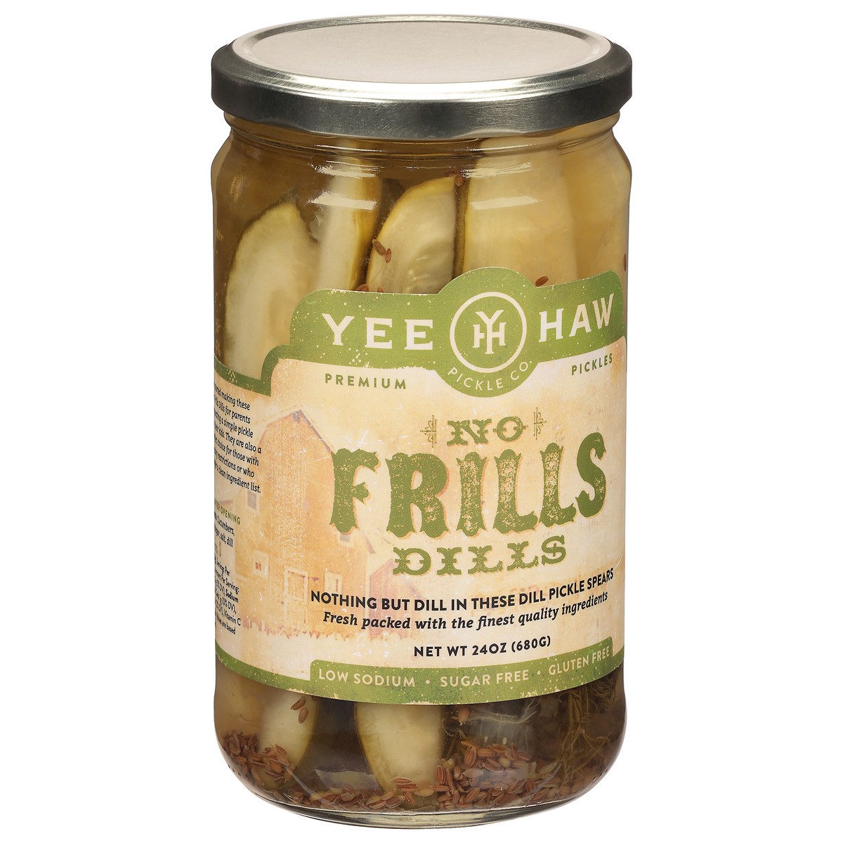 slide 2 of 9, Yee-Haw Pickle Co. No Frills Dill Pickles, 24 oz