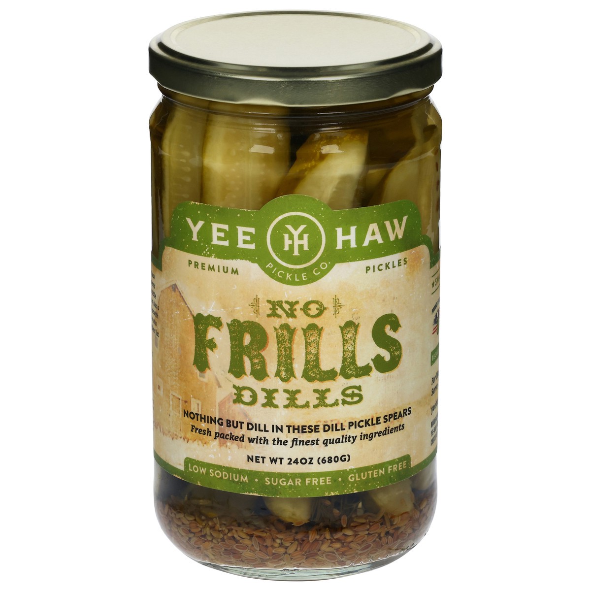 slide 1 of 9, Yee-Haw Pickle Co. Premium No Frills Dills Pickles 24 oz, 24 oz