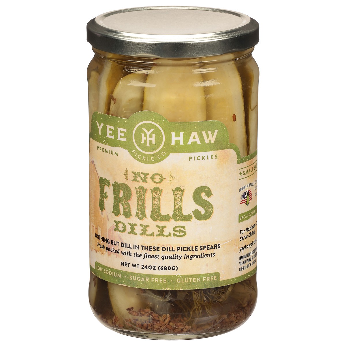 slide 3 of 9, Yee-Haw Pickle Co. No Frills Dill Pickles, 24 oz