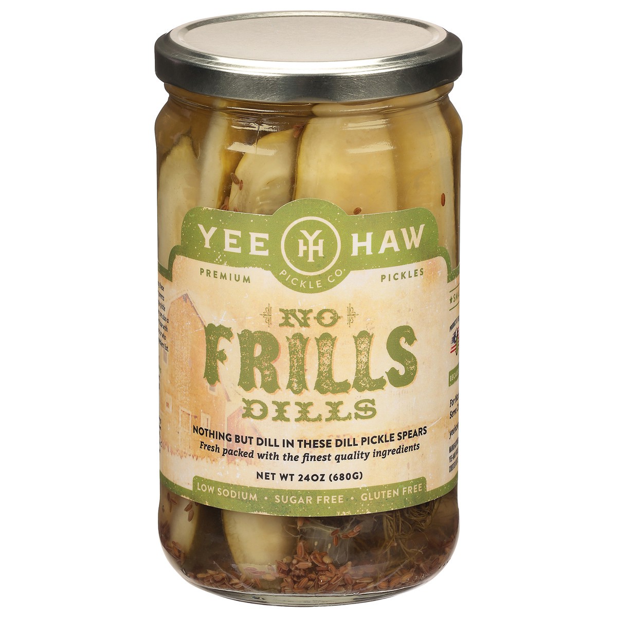 slide 1 of 9, Yee-Haw Pickle Co. No Frills Dill Pickles, 24 oz