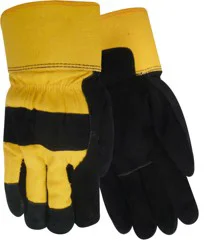 Red Steer Glove Company Lined Suede Cowhide and Leather Lined Palm Gloves - Yellow/Black