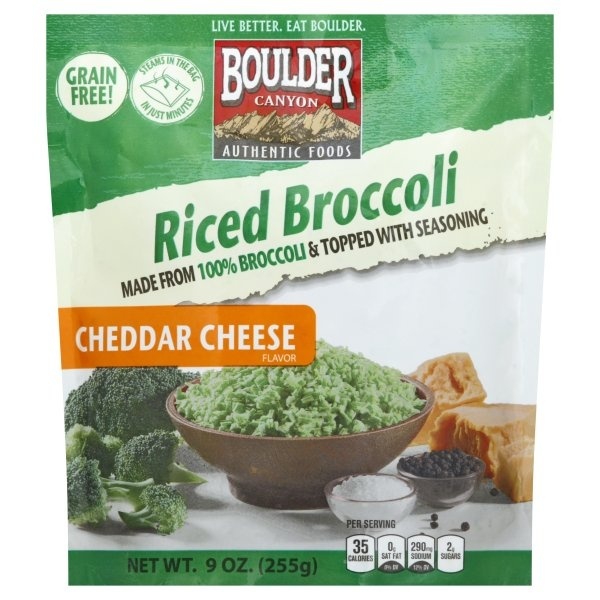 slide 1 of 1, Boulder Canyon Riced Broccoli With Cheddar Cheese Flavor, 9 oz