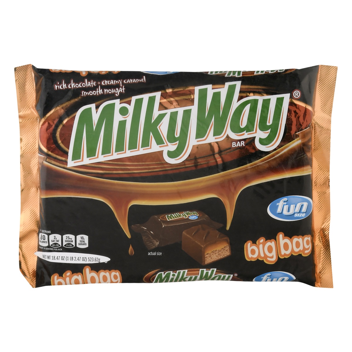 MilkyWay Fun Size Milk Chocolate Candy Bars, 18.47 oz Bag