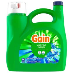 Gain Liquid Laundry Detergent, Waterfall Delight Scent, 132 fl oz, 100 Loads