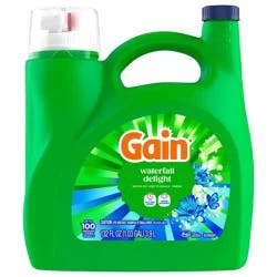 Gain Liquid Laundry Detergent, Waterfall Delight Scent, 132 fl oz, 100 Loads