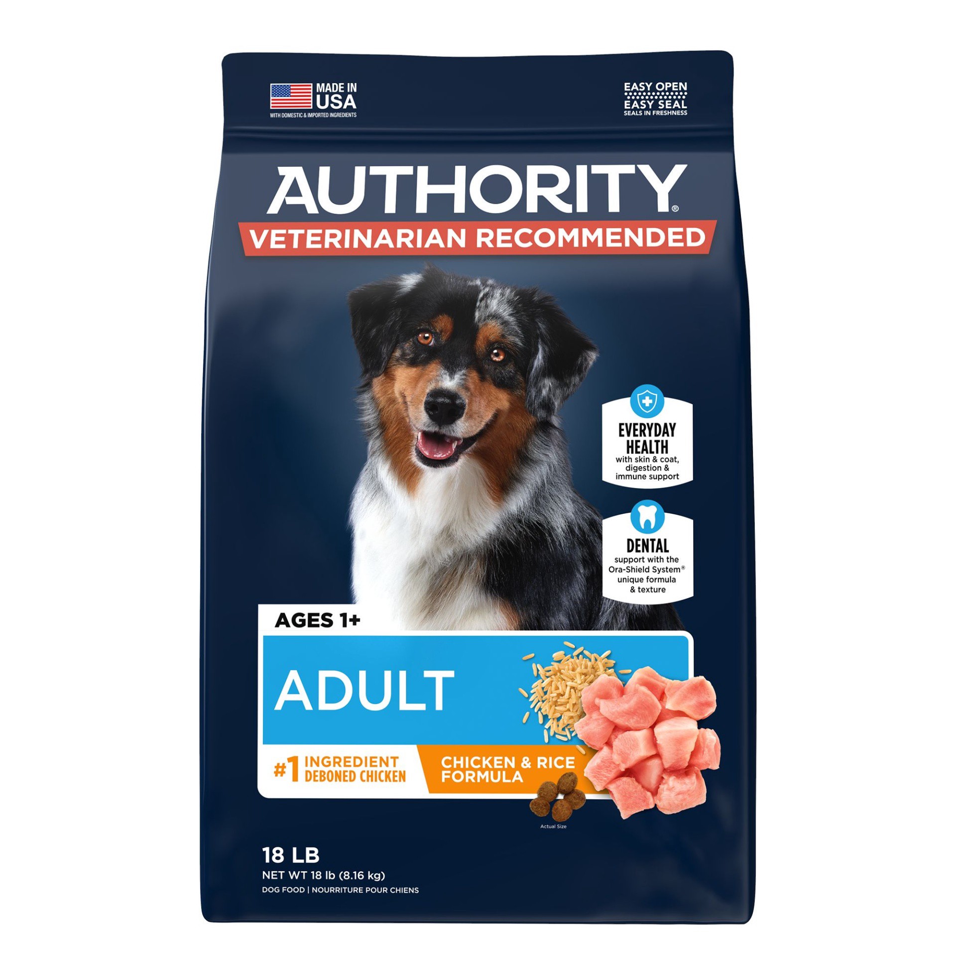 slide 1 of 1, Authority Everyday Health Adult Dry Dog Food - Chicken, 18 lb