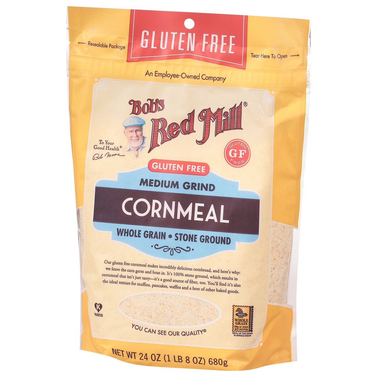 slide 3 of 9, Bob's Red Mill Medium Grind Gluten Free Cornmeal 24 oz, 24 oz