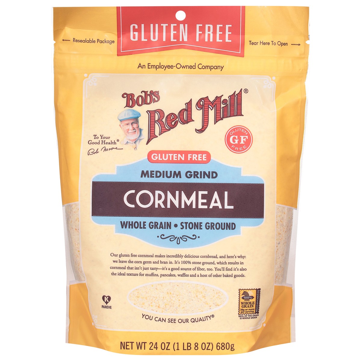 slide 1 of 9, Bob's Red Mill Medium Grind Gluten Free Cornmeal 24 oz, 24 oz