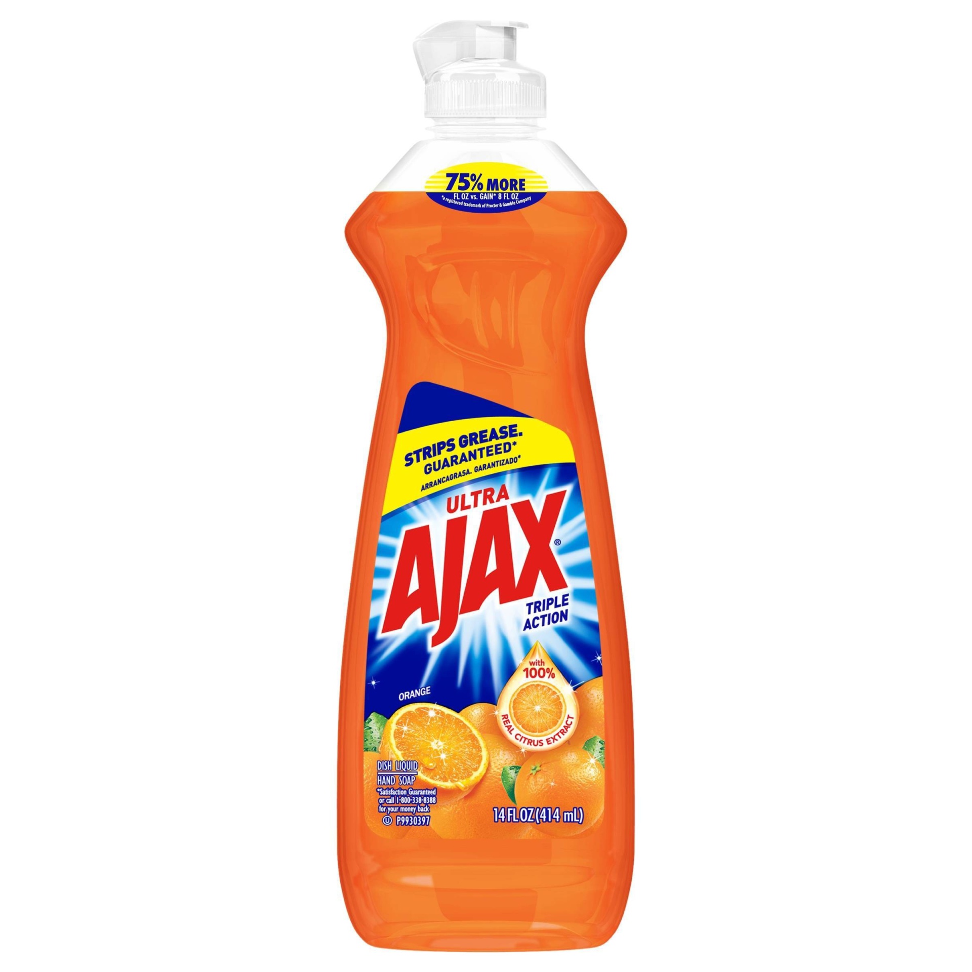 slide 1 of 3, Ajax Triple Action Orange Dish Detergent, 12.6 oz