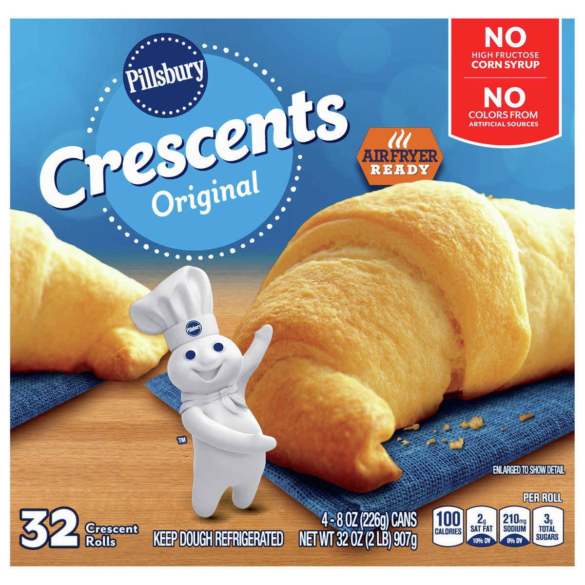 slide 1 of 10, Pillsbury Crescent Rolls, Original Rolls, 32 ct., 32 oz., 4 ct; 8 oz