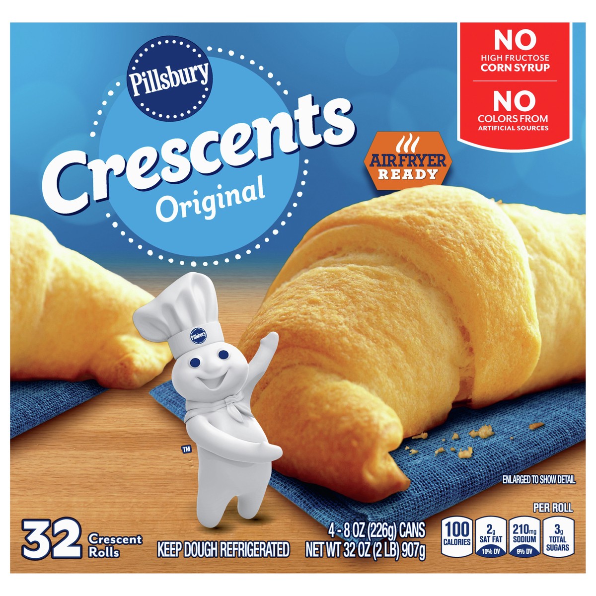 slide 1 of 10, Pillsbury Crescent Rolls, Original Rolls, 32 ct., 32 oz., 4 ct