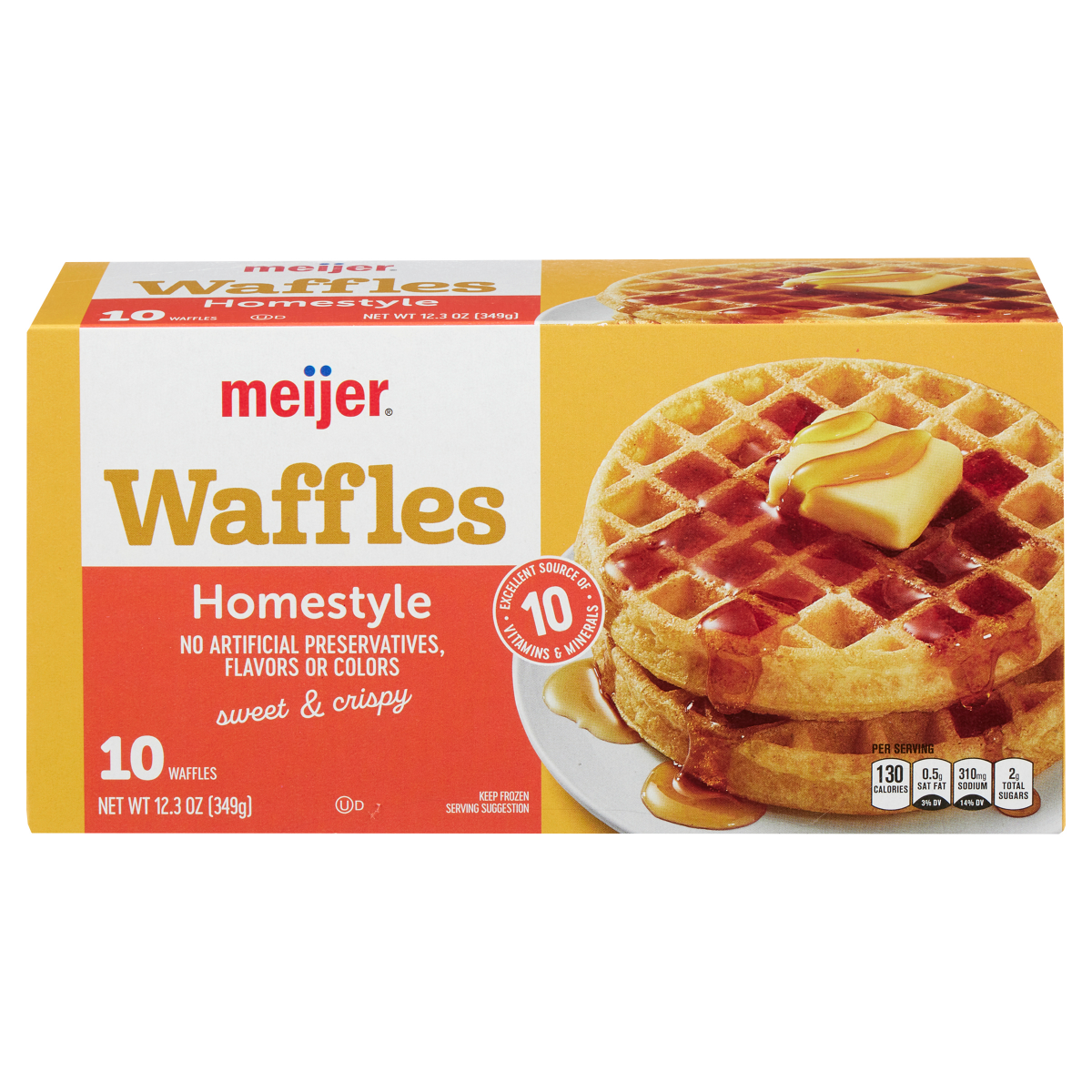 slide 1 of 4, Meijer Homestyle Frozen Waffles, 10 ct; 12.3 oz